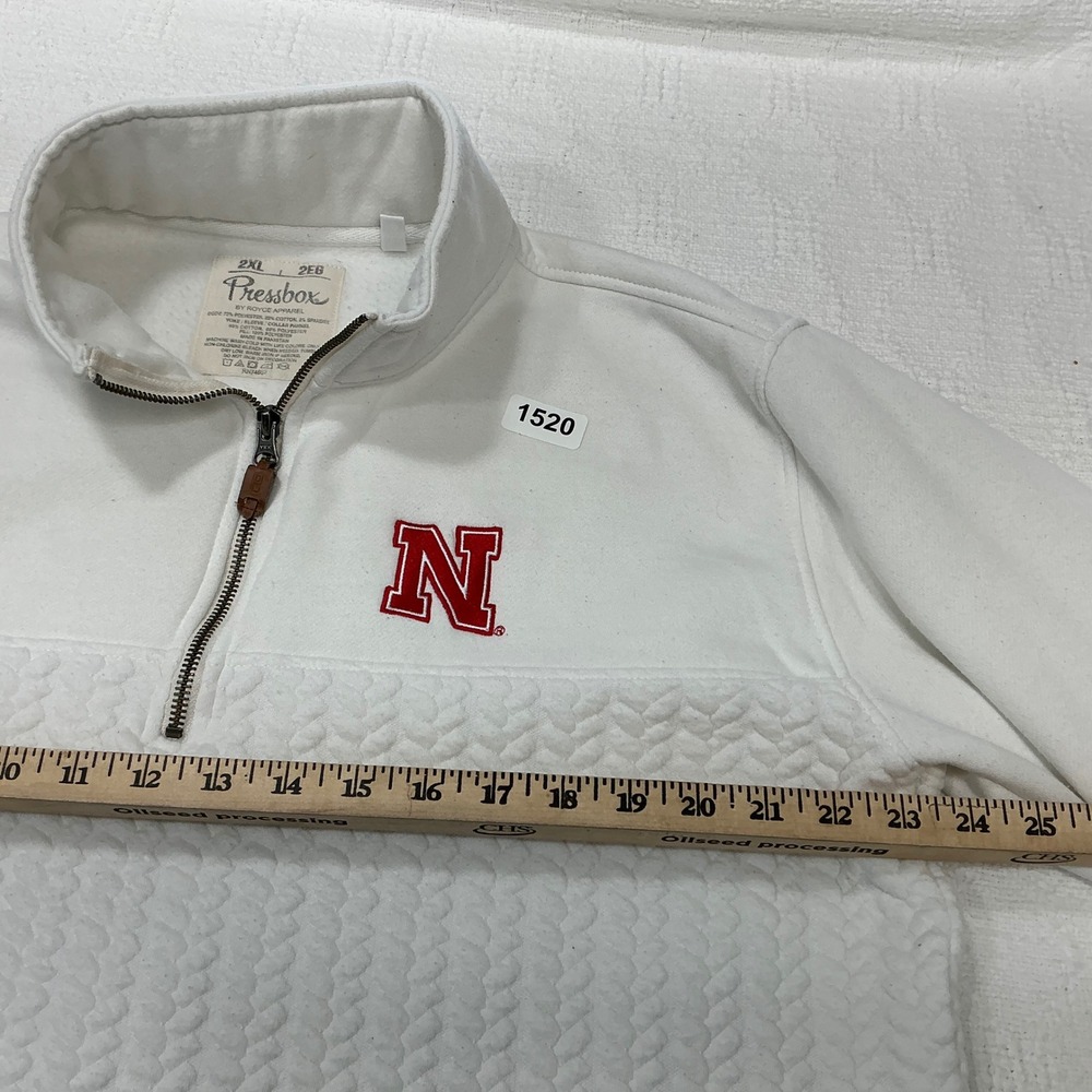 Pressbox Nebraska Cornhuskers White Quilted Quarter Zip Pullover Womens 2XL‎ - Picture 10 of 10